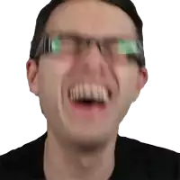 a man wearing glasses making a funny face with his mouth open
