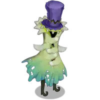 a cartoon character with a purple top hat