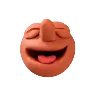 a cartoon face with its tongue sticking out and eyes closed
