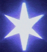a white star on a blue background with a purple glow