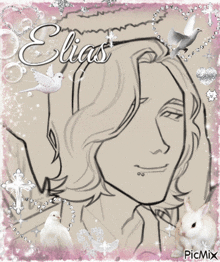 a drawing of a man with the name elias written on it