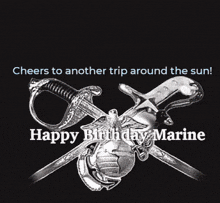 a happy birthday marine greeting card with fireworks