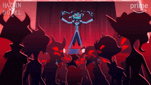a poster for hazbin hotel shows a group of cartoon characters