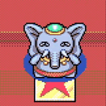 a pixel art drawing of an elephant sitting on top of a circus ring .