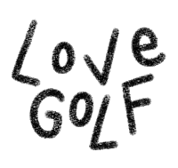 the words love golf are written in black chalk on a white background