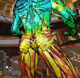 a colorful drawing of a man 's butt in a theatre