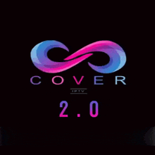 a cover logo with a purple and blue infinity symbol on a black background