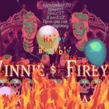 a poster for a birthday party called ' inne 's fire '