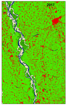a green and red map with the year 2017