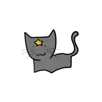 a cat with a yellow star on its head