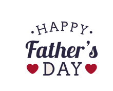 a happy father 's day sign with red hearts