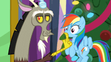 a cartoon of a unicorn and a rainbow dash