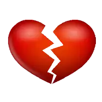 a red broken heart with a white lightning bolt in the middle