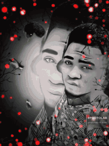 a black and white photo of two men with red lights behind them and the words photolab-it.com at the bottom