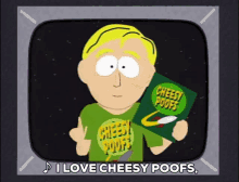 south park cheesy poofs cheese puff oh yeah singing