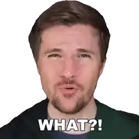a man with a beard is making a face with the words what written below him