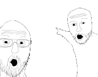 a black and white drawing of a man with a beard and glasses