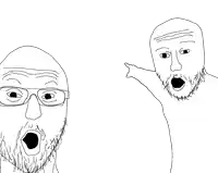 a black and white drawing of a man with a beard and glasses