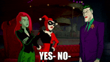 a cartoon of the joker harley quinn and poison ivy with the words with the bullshit above them
