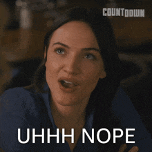a woman says uhh nope in front of a countdown advertisement