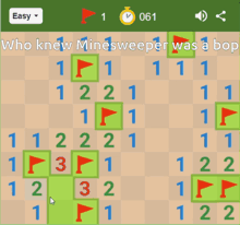 a game called who knew minesweeper was a bop is being played
