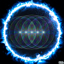 a blue and purple circle with pixiz written on it