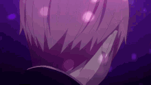 a close up of a person 's hair with purple lights behind it
