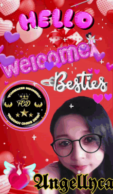 a poster that says hello welcome besties
