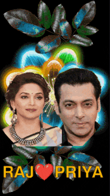 a poster of a man and a woman with the name raj priya on it