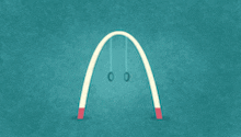 a cartoon drawing of a baby swing with two rings on it