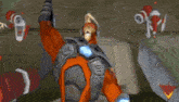 a cartoon character is holding a gun in his hand