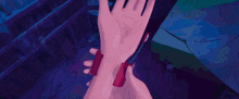 a pixel art drawing of a person putting on gloves