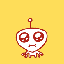 a cartoon drawing of an alien with chinese writing on the bottom