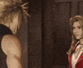 a man and a woman are standing next to each other