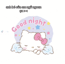 a picture of hello kitty with wings and the words good night