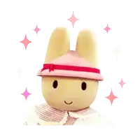 a stuffed bunny wearing a pink hat and a pink dress