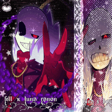 a drawing of a skeleton with the words fell n luna canon