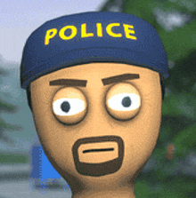 a cartoon character with a beard and a police hat