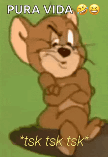 a picture of jerry from tom and jerry with the words pura vida * tsk tsk tsk *