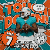 miami dolphins football player mia agovailoa is holding a football