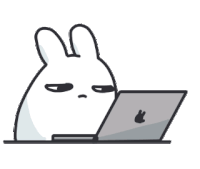 a cartoon drawing of a person using an apple laptop computer