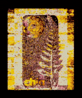 a painting of a leaf with the word chia on it