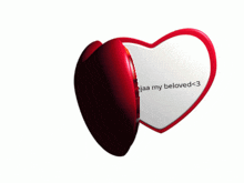 a heart shaped mirror with the words nemaanjaa my beloved < 3 written on it
