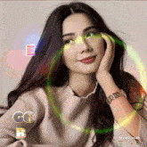 a picture of a woman with the words go b made with tenada