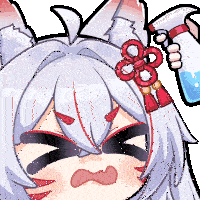 a cartoon character with a flower in her hair is holding a bottle of water