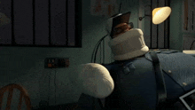 a cartoon character is wearing a bandaged head and a bandage around his neck