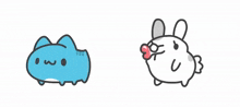a cartoon of a rabbit with a sniper scope and a cloud with hearts on it