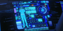 a computer screen shows a man and says ' uss protostar ' on the top left