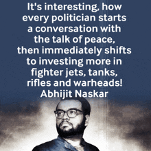 a quote from abhijit naskar is displayed on a poster
