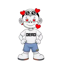 a cartoon monkey wearing sunglasses and a dead shirt